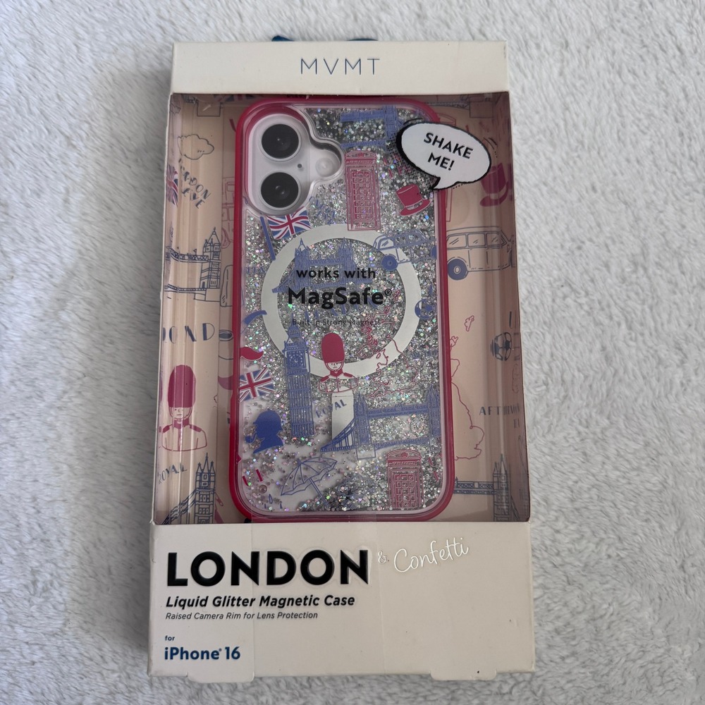 MVMT London Liquid Glitter MagSafe Case for iPhone 16 Pink Confetti
